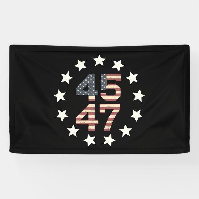 Lona Trump 45 47 estrellas bandera estadounidense vinta (Horizontal)