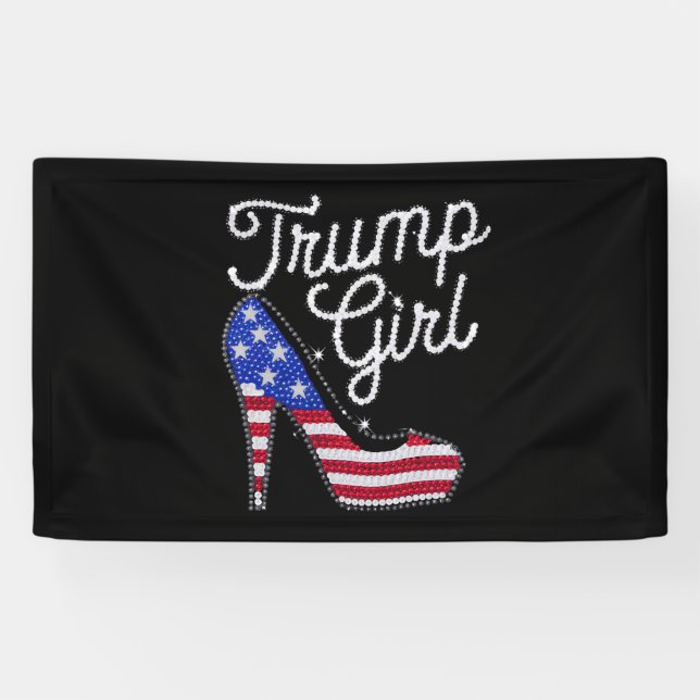 Lona Trump Chica de alto talón Bandera Americana Bling  (Horizontal)