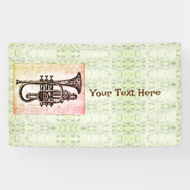 Lona Trumpet Y Notas De Música (Horizontal)