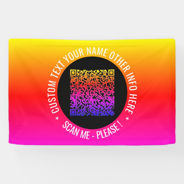 Lona Tu código QR de escaneo y banner de texto personal (Horizontal)
