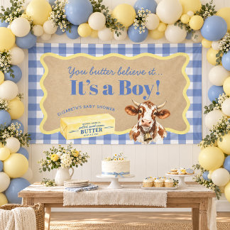Lona Tú Crees en Mantequilla Banner para Baby Shower de