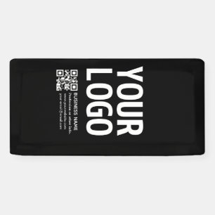 Lona Tu logotipo con código QR editable y texto 