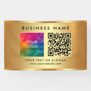 Lona Tu logotipo de código QR en la puerta Faux Gold Pr