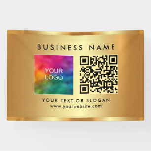Lona Tu Personalizado Texto Código QR Logotipo de oro p