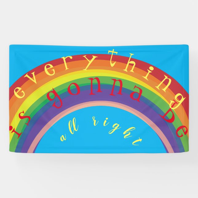 Lona "Tu texto" Banner en arco iris de Blue Skies (Horizontal)