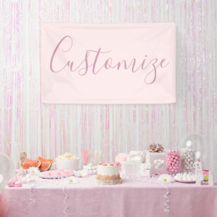 Lona Tu Texto Elegante Escritura y Rosa Blush Suave