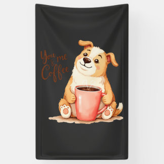 Lona Tú y yo Café - Corgi Lindo y Bebida Acogedora