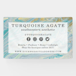 Lona Turquoise & Gold Agate Geode Marble Swirl