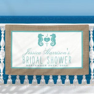Lona Turquoise Seahorse Beach Burlap Bridal Shower