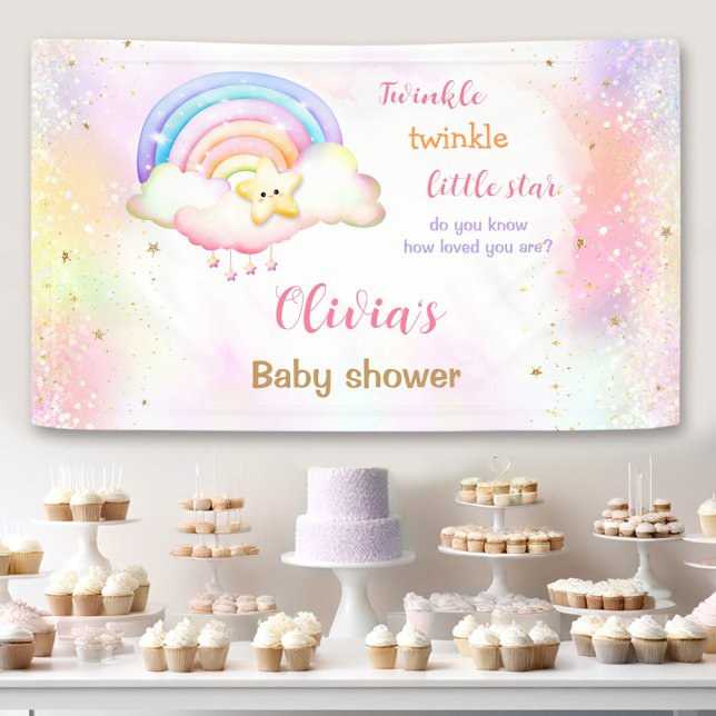 Lona Twinkle Little Star Rainbow Baby Shower (Twinkle Little Star Rainbow Baby Shower Banner)