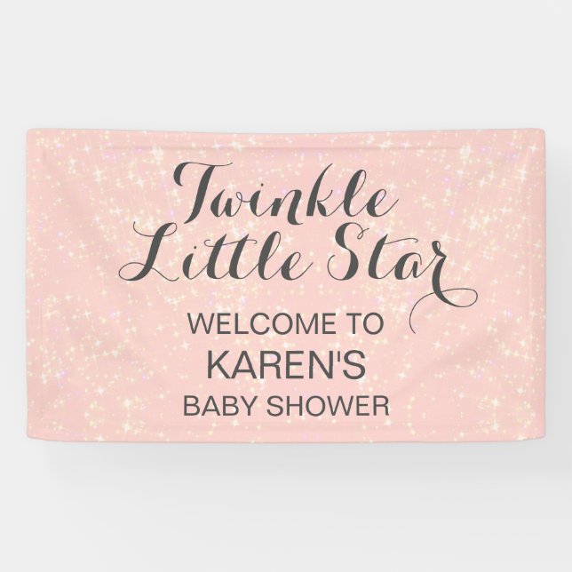 Lona Twinkle Little Star Rubor Pink Baby Shower (Horizontal)