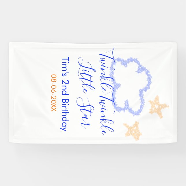 Lona Twinkle twinkle naranja púrpura de cumpleaños de l (Horizontal)