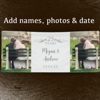 Lona Two Photo Custom Script 25th Wedding Anniversary