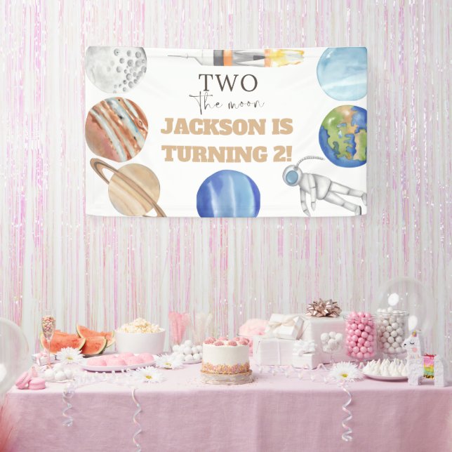 Lona Two The Moon | Modern Space 2nd Birthday Décor (Fiesta)