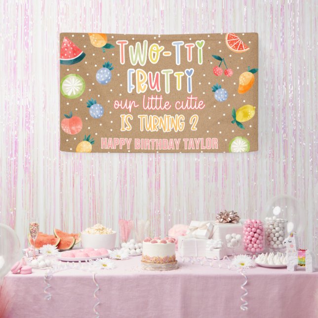Lona Two-tti Frutti Cumpleaños Segundo Kraft Paper (Fiesta)