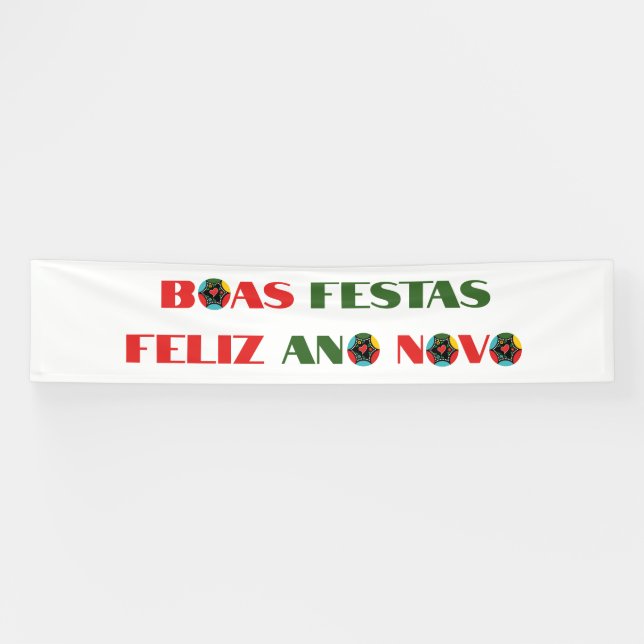 Lona Typografía mínima Saludos de Navidad portugueses (Horizontal)