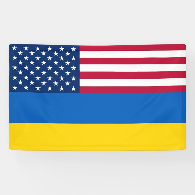 Lona Ucrania Patriótica Estados Unidos Bandera Solidari (Horizontal)