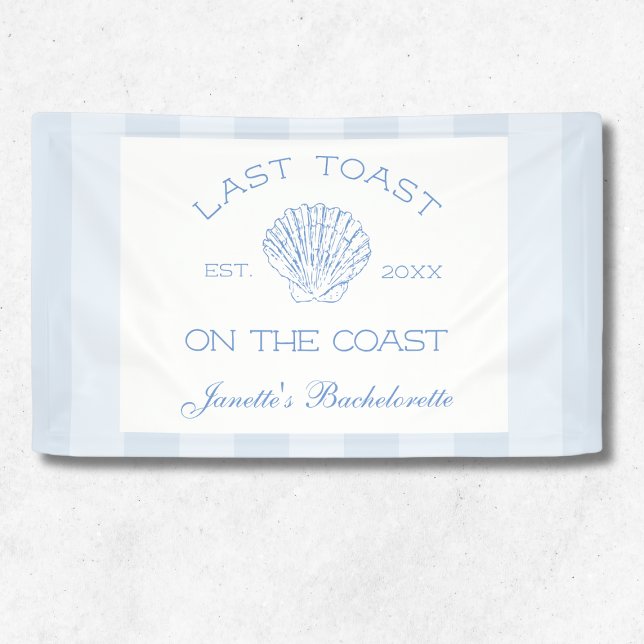 Lona Última Tostada En La Fiesta De Bachelorette De Coa (Last Toast On The Coast Beach Bachelorette Party Banner)