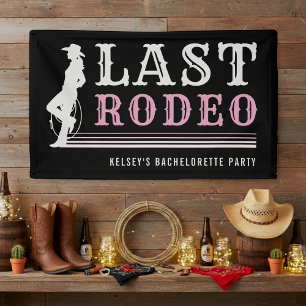Lona Última Vaquera del Rodeo Fiesta de Despedida Rosa 
