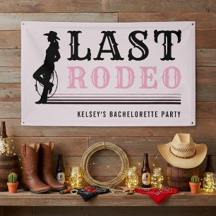 Lona Última Vaquera del Rodeo Fiesta de Despedida Rosa