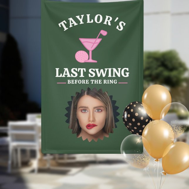 Lona Último swing antes de la soltera de golf (Last Swing Before The Ring Golf Bachelorette Banner by Ricaso for bride to be and her crew)