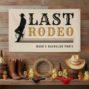 Lona Último vaquero del rodeo fiesta de soltero marrón 