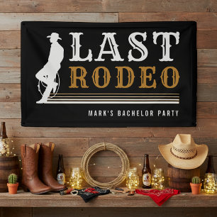 Lona Último vaquero del rodeo fiesta de soltero marrón 
