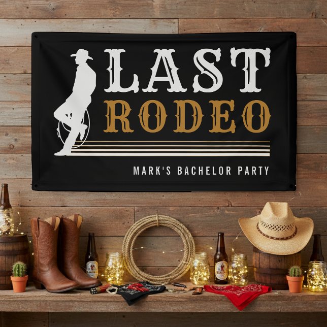 Lona Último vaquero del rodeo fiesta de soltero marrón  (Subido por el creador)