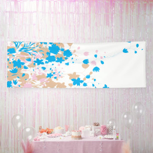 Lona Un bonito conjunto de flores azules y rosas