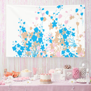 Lona Un bonito conjunto de flores azules y rosas
