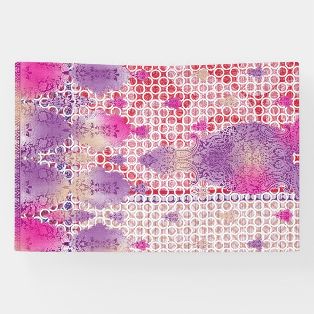 Lona un diseño de fondo morado con puntos (Horizontal)
