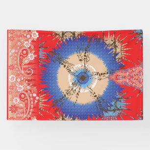 Lona un diseño de fondo rojo con un círculo azul