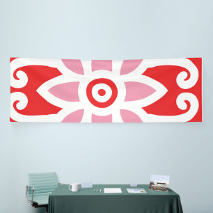Lona Un diseño rojo y blanco vibrante con un manjar