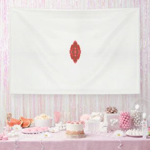 Lona un diseño rojo y marrón sobre un fondo blanco