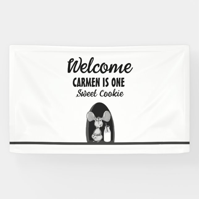 Lona Un Dulce Cumpleaños de Ratón con Leche y Galletas (Horizontal)