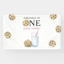 Lona Un dulce galleta y la leche primer Chica cumpleaño