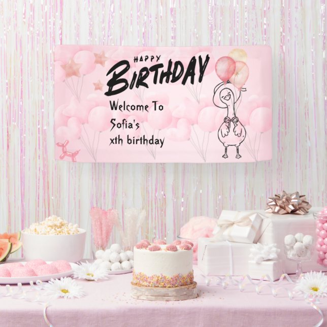 Lona Un ganso tonto Cumpleaños personalizado de 1er año (Fiesta)