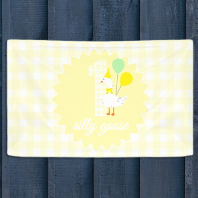 Lona Un ganso tonto Gingham cumpleaños 1 (Subido por el creador)
