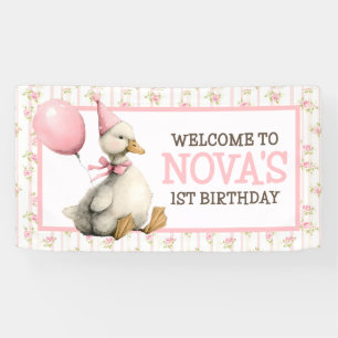 Lona Un Ganso Tonto Personalizado Cumpleaños 1 Rosa