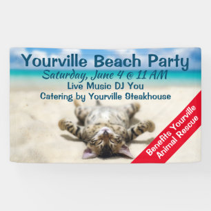 Lona Un gato tomando el sol en la playa