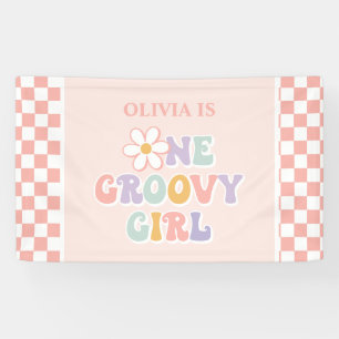 Lona Un Groovy chica Pink Daisy Checker