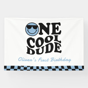 Lona Un Guay Dude Wavy Blue Smile Face 1er cumpleaños