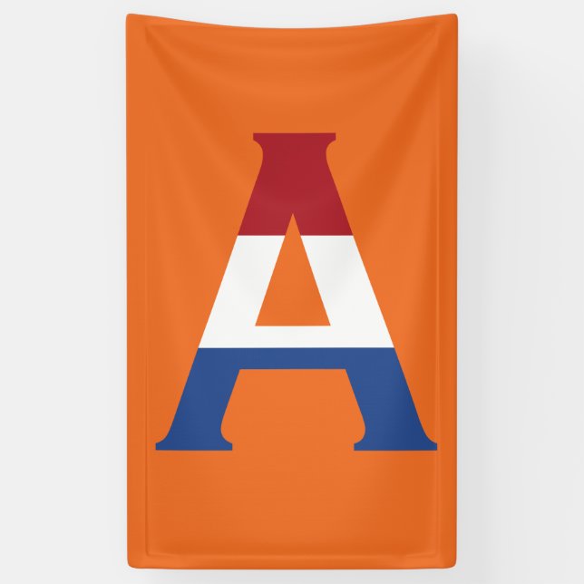 Lona Un Monograma colocado sobre la bandera de la LND e (Vertical)