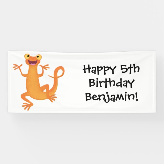 Lona Un naranja alegre y lindo bailando (Horizontal)