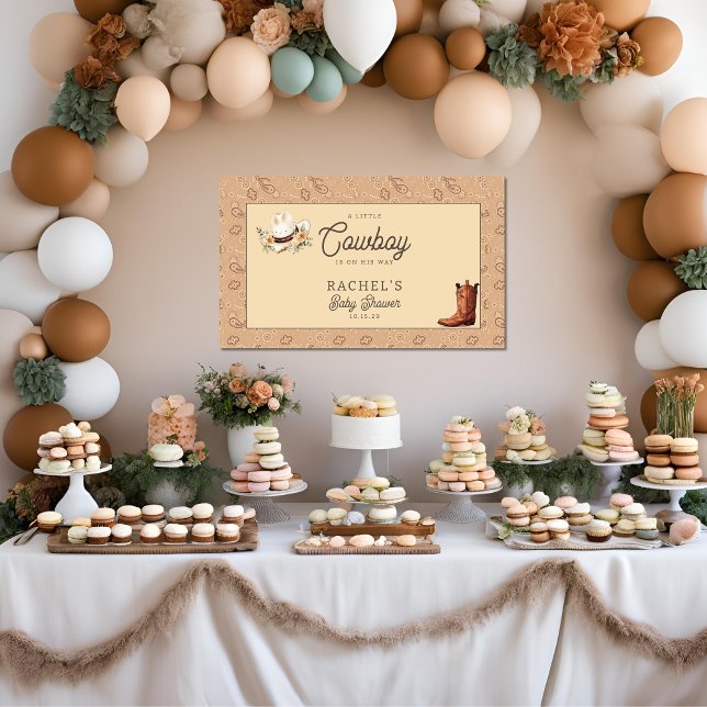 Lona Un niño pequeño niño chico occidental Baby Shower (Cowboy Baby Shower Welcome Banner )