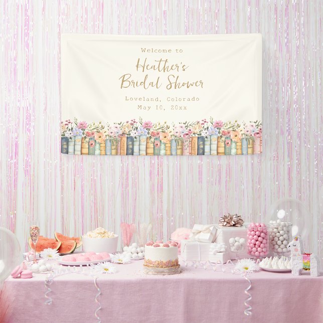 Lona Un Nuevo Capítulo Libros Wildflower (A New Chapter Books Wildflower Banner by Painted Paperie
)