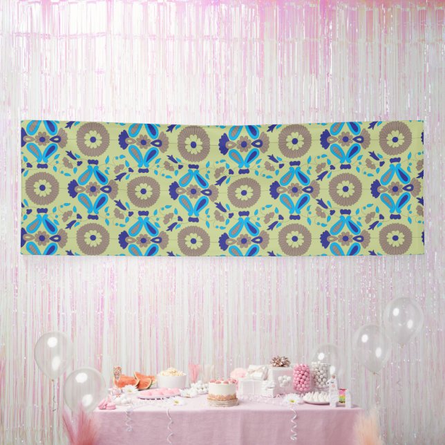 Lona un patrón azul y verde sobre un fondo verde (Fiesta)