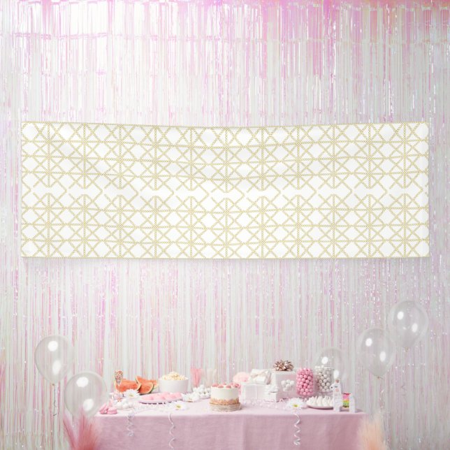 Lona un patrón geométrico blanco y dorado (Fiesta)