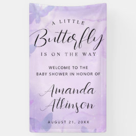 Lona Un pequeño Baby Shower morado de mariposa