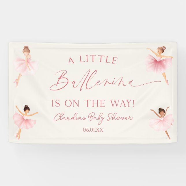Lona Un pequeño ballet rosado Baby Shower (Horizontal)
